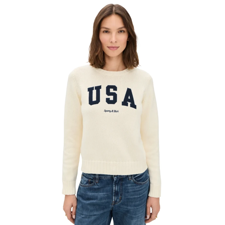 Sporty & Rich USA Knitted Sweater Ecru M
