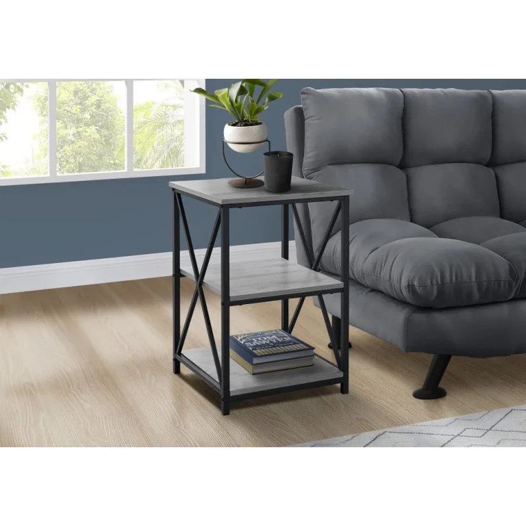 Gray and Black End Table - X Frame
