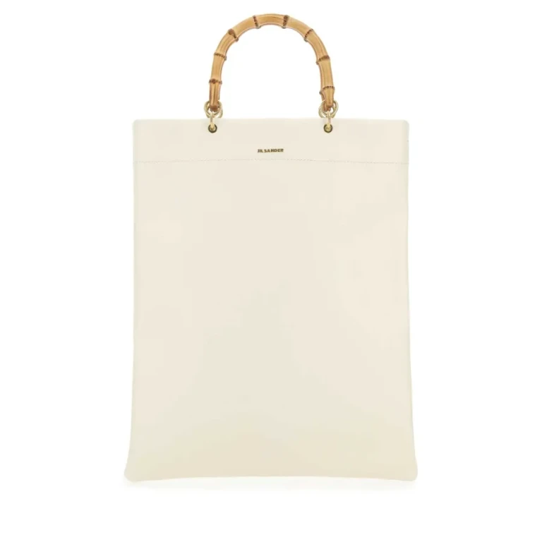 Jil Sander Ivory Leather Medium Shopping Bag