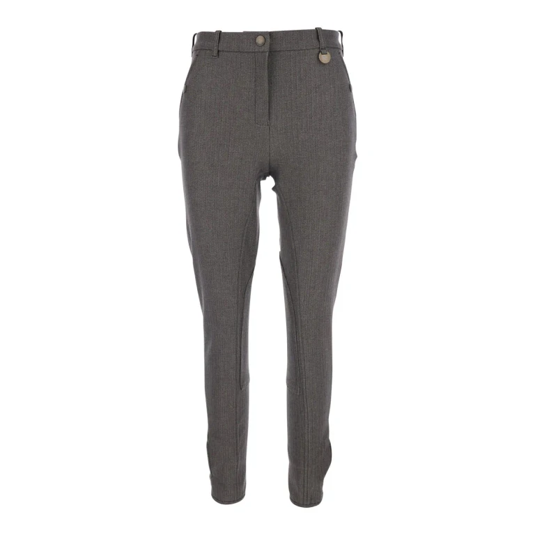 Burberry Brown Pants With Logo Detail On The Loop And Herringbone Motif In Cotton Stretch Woman