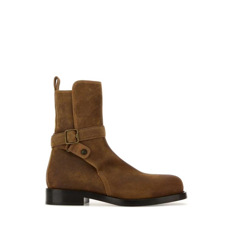 Burberry Camel Suede Ledges Ankle Boots