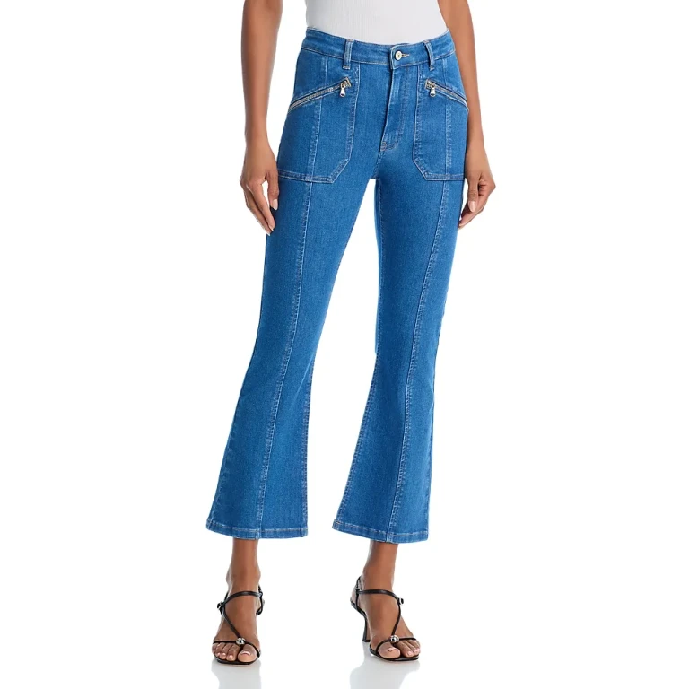 Cinq a Sept Celeste Crop High Rise Flare Jeans in Surf Blue