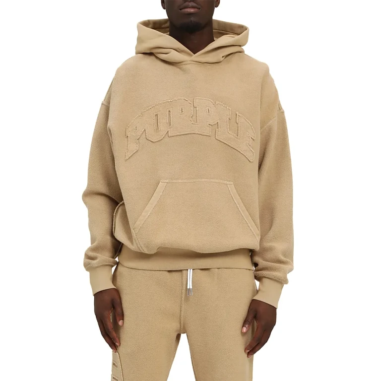 Purple Brand Oversized Fleece Inside Out Logo Graphic Hoodie