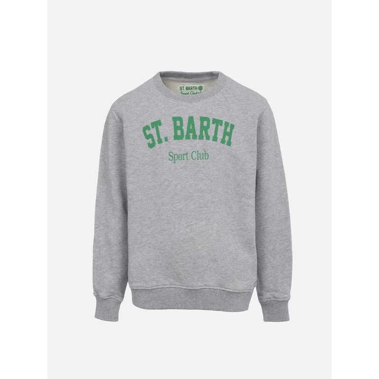 Mc2 Saint Barth Boy Sweatshirt Bobby With St. Barth Sport Club Print Grey