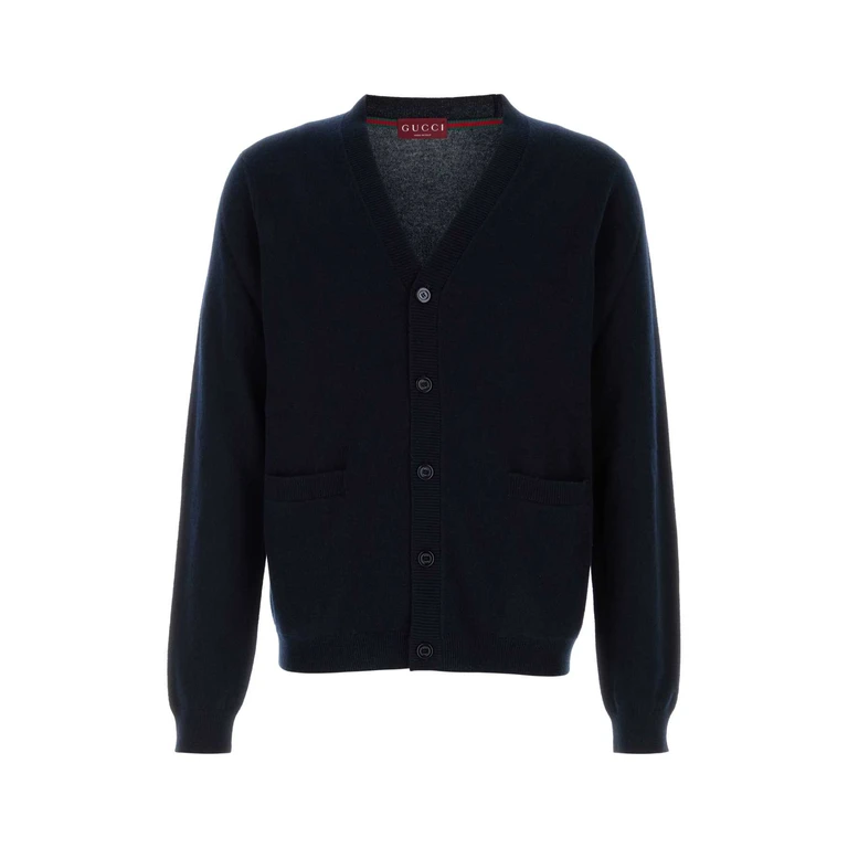 Gucci Midnight Blue Cashmere Cardigan Navycooliron Mother Pearlt Maglieria - Men