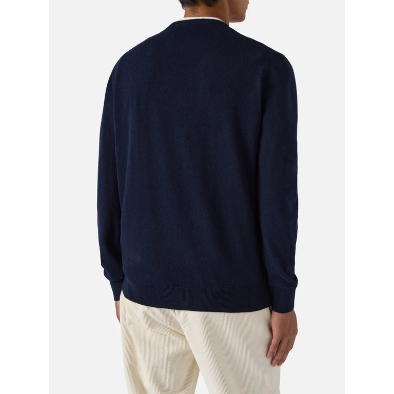 Mc2 Saint Barth Regent Sweater Navy Blue Merino Wool And Cashmere - Men