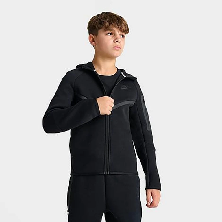 Nike Boys Big Kids Sportswear Tech Fleece Full-Zip Hoodie in Black Size: Small
