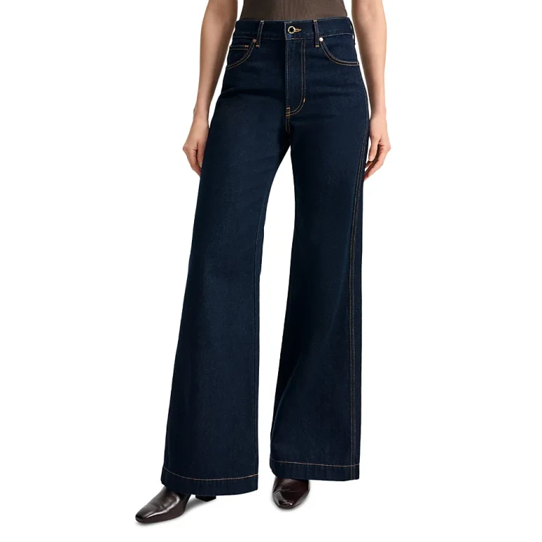 Veronica Beard Kasey Mid Rise Wide Leg Jeans in Indigo Rinse