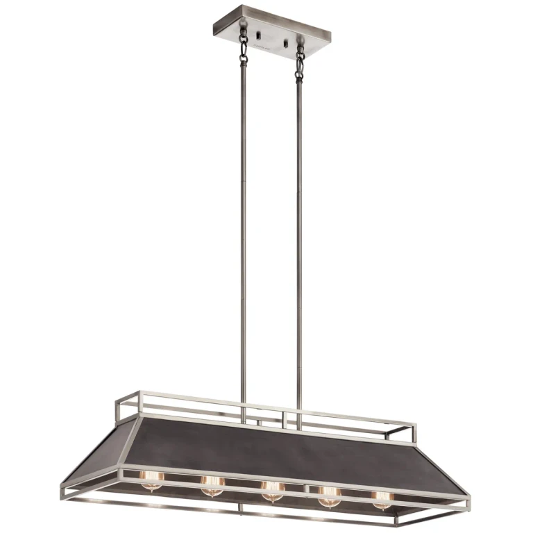 Classic Pewter Five Light Linear Chandelier from the Grendel Collection