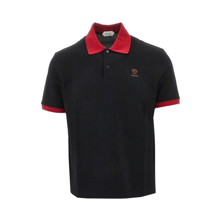 Versace piqué poloshirt met logoborduurwerk heren S