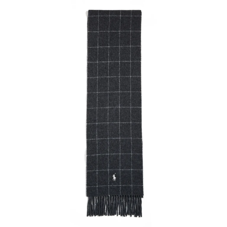 Polo Ralph Lauren Reversible Windowpane Scarf Charcoal/Grey One Size