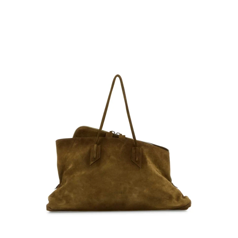 The Attico Khaki Suede Large La Passeggiata Shopping Bag