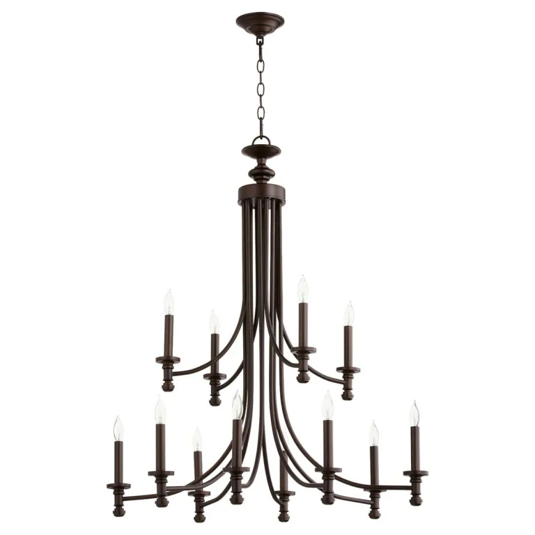 Quorum Rossington 12-Light 38" Transitional Chandelier in Oiled Bronze