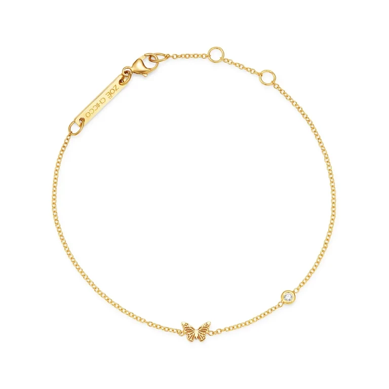 Zoe Chicco 14K Yellow Gold Itty Bitty Butterfly & Diamond Bracelet