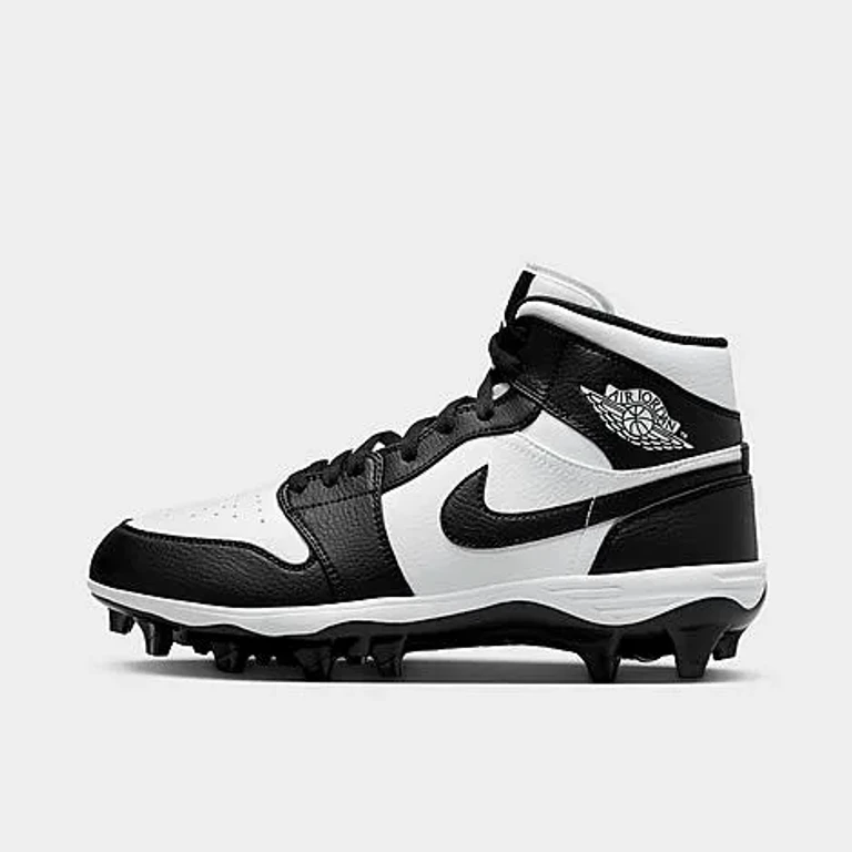 Jordan Men's 1 Mid TD Football Cleats in White/Black Size: 7.0
