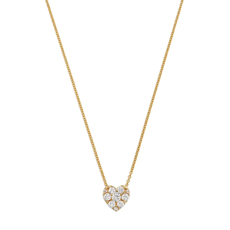 Diamond Heart Pendant Necklace in 14K Yellow Gold, 0.50 tcw