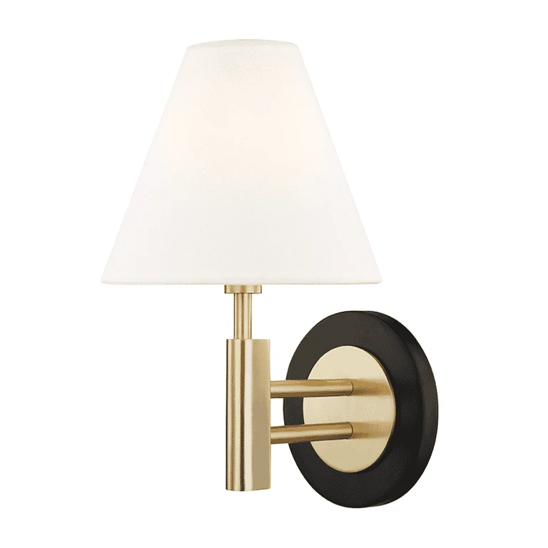 Aged Brass Black One Light Wall Sconce from the Robbie Collection
