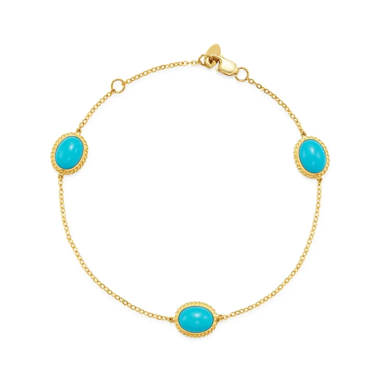 Turquoise Station Bracelet in 14K Yellow Gold