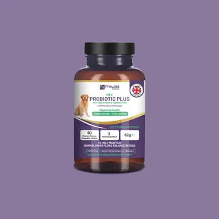 Pet Probiotic Plus with Added Inulin & Psyllium Husk 2 Billion CFU with 5 Active Strains I 60 Chicken Flavour Chewable Tablets 2 Months Supply