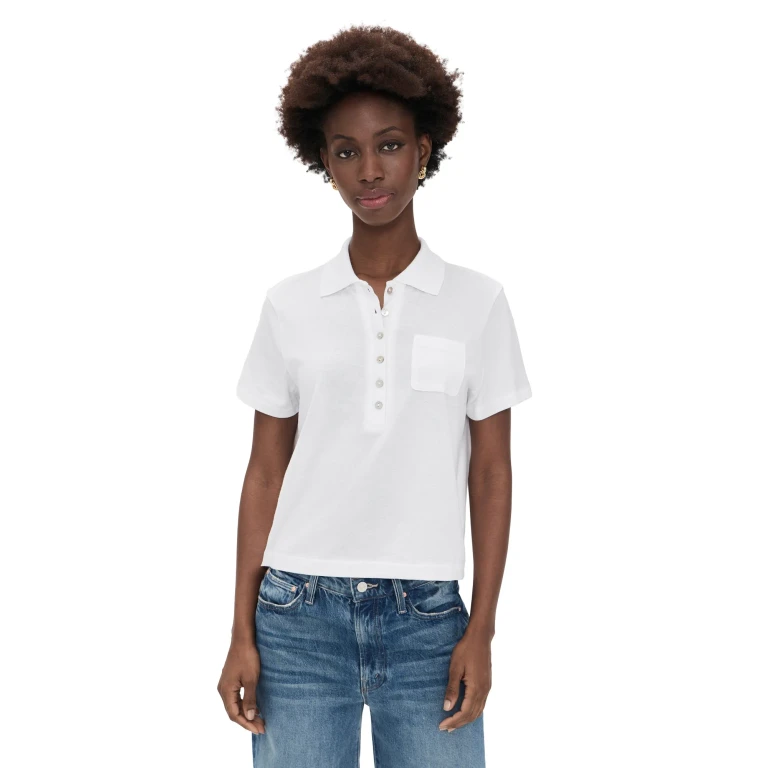 Vince Cropped Pocket Polo Optic White L