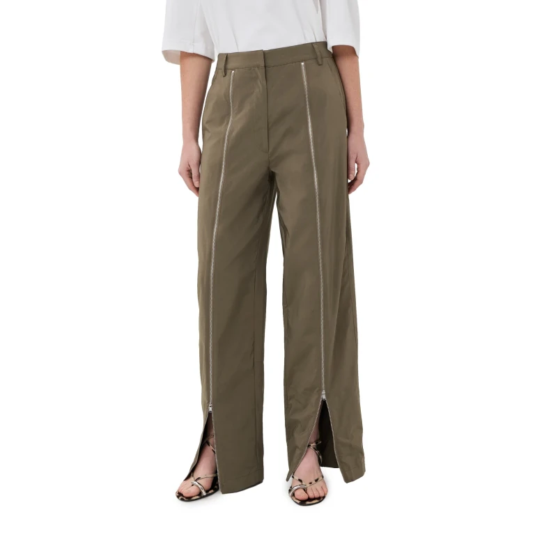 Tibi Nylon Zipper Trousers dark taupe 8