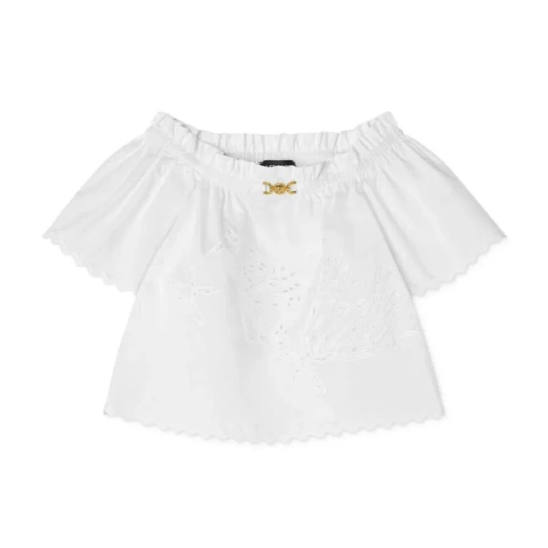 Young Versace Kids Sangallo Embroidered Cotton Shirt