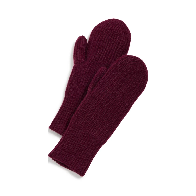 White & Warren Cashmere Ribbed Mittens Grey Heather One Size