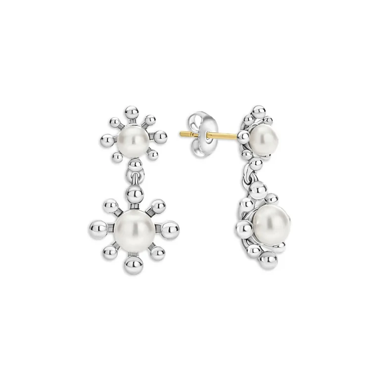 Lagos Sterling Silver Luna Cultured Pearl Fleur Drop Earrings
