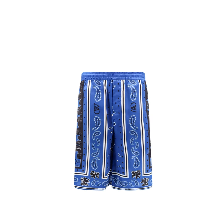 Off-White Off White Shorts Blue Viscosa Sostenibile - Men