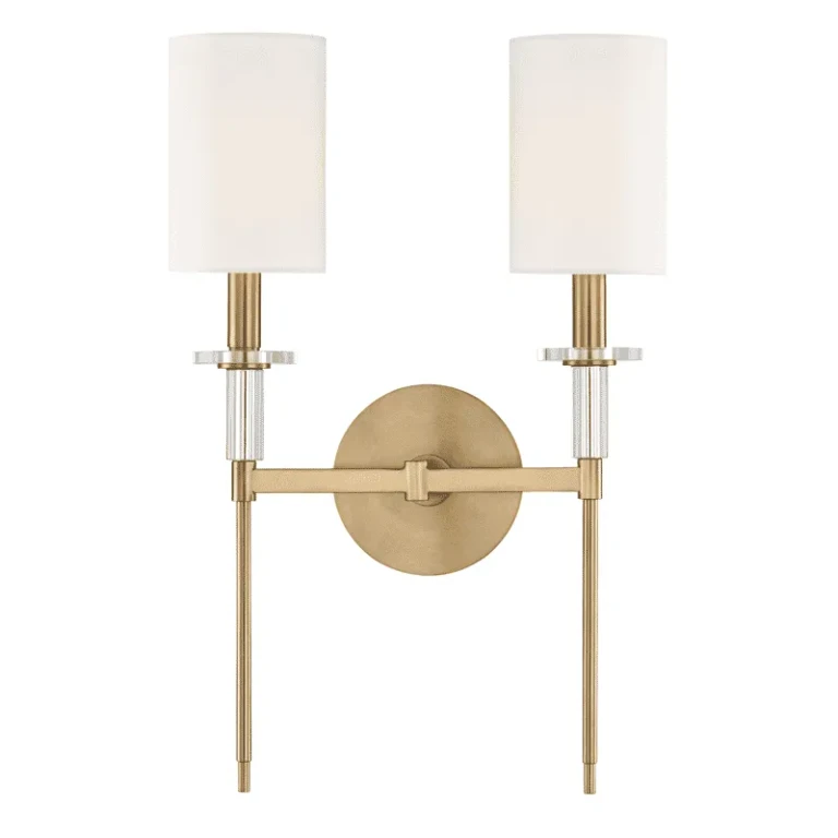 Amherst 2-Light Wall Sconce in Aged Brass