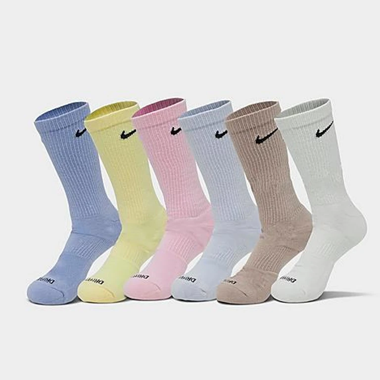 Nike Everyday Plus Cushioned Crew Training Socks (6-Pack) in Cobalt Bliss/Citron Size: Medium