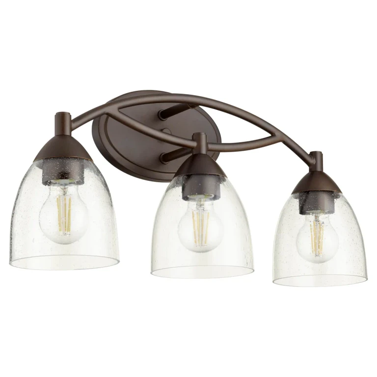 Quorum Barkley 3-Light 10" Bathroom Vanity Light in Oiled Bronze with