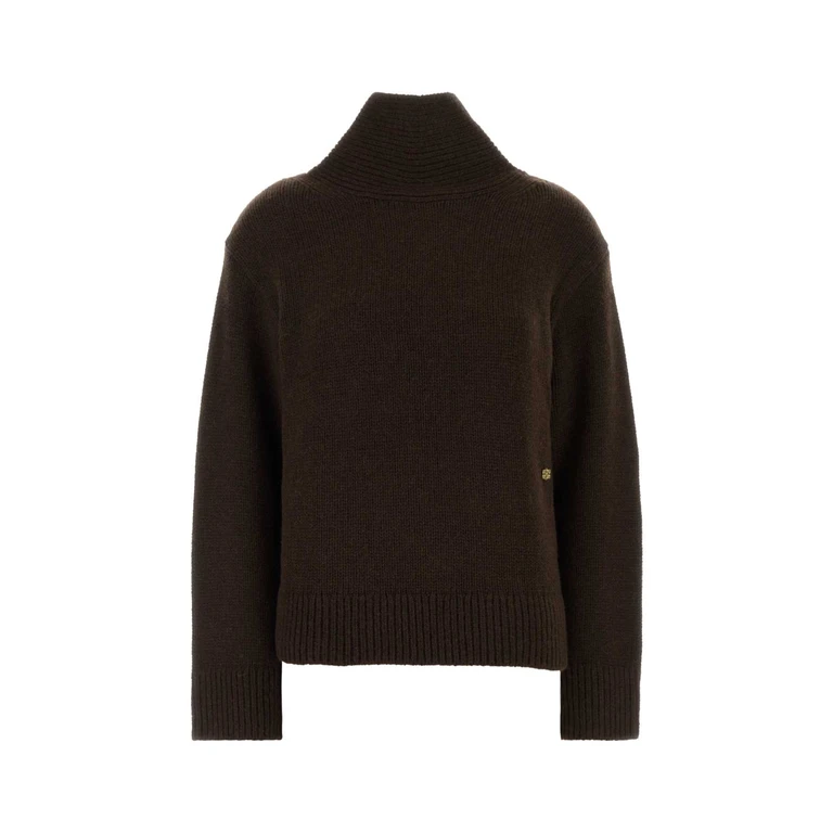 Ganni Brown Wool And Yak Sweater Shavedchocolate Exterior: Maglieria - Women