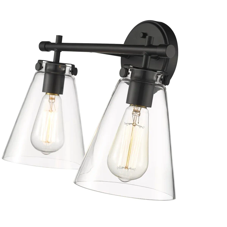 Matte Black Two Light Vanity from the Aliza Collection