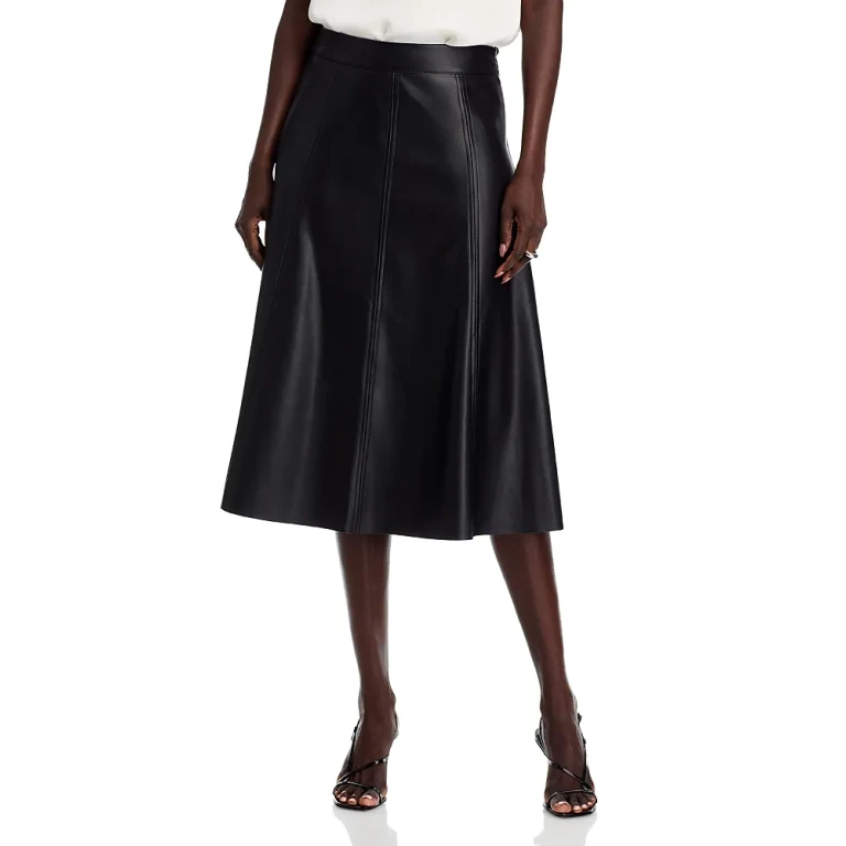 T Tahari Faux Leather Midi Skirt