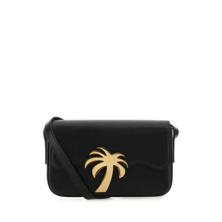 Palm Angels Black Leather Palm Beach Bridge Crossbody Bag