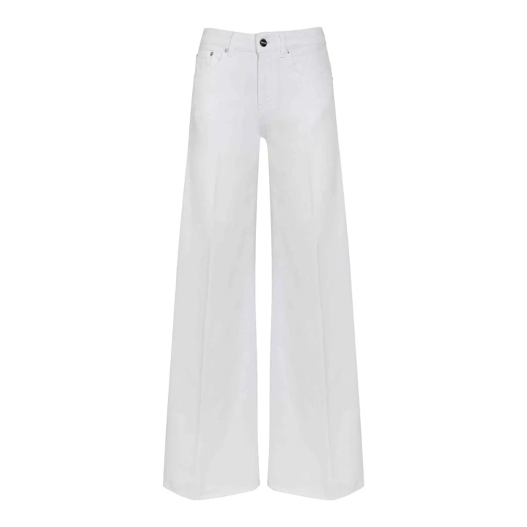 Dondup Mujer Pantalón Marlen de Pierna Ancha - Blanco
