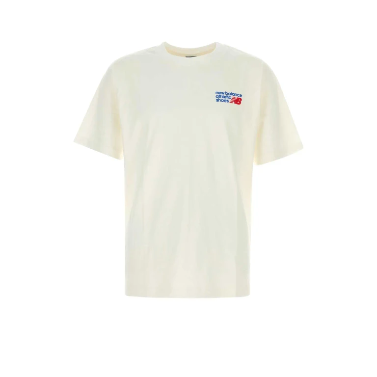 New Balance White Cotton T-Shirt Seasalt Exterior - Men