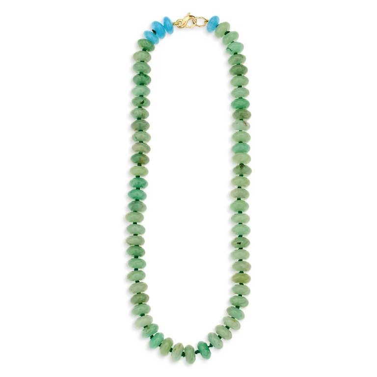 Adina Reyter 9K Yellow Gold Blue Quartz & Green Aventurine Collar Necklace