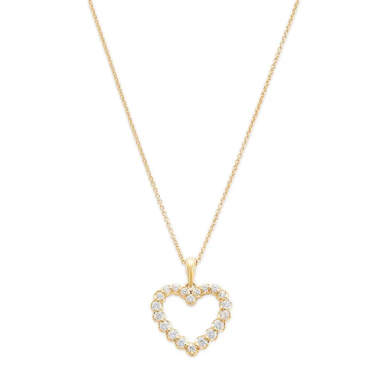 Diamond Classic Heart Pendant Necklace in 14K Yellow Gold, 0.25 tcw