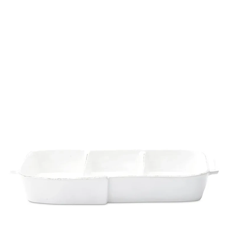 Vietri Melamine Lastra White Three Part Server