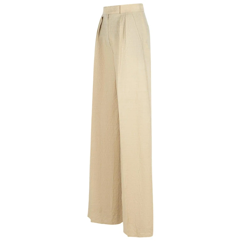 Max Mara Sand Wool Acinoso Wide-leg Pant