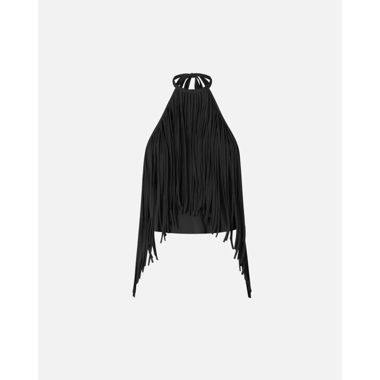 Pinko - Haut à encolure américaine et franges - 36