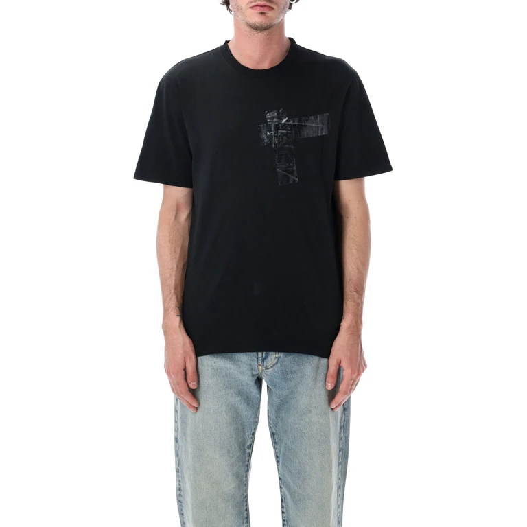 Maison Margiela Cotton Jersey Taped T-Shirt Vintage Black Tshirt - Men