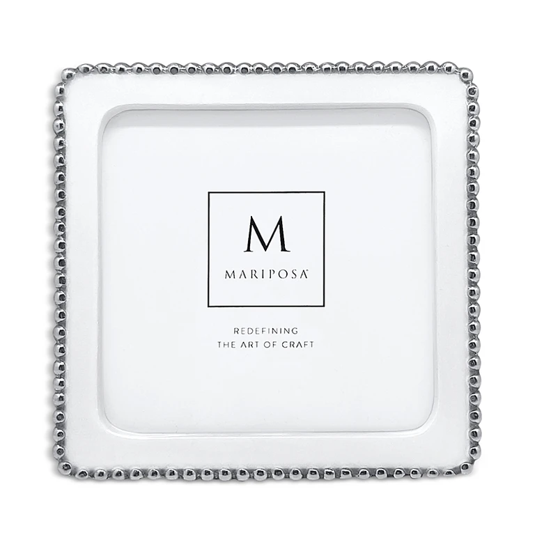 Mariposa Beaded White Picture Frame, 5 x 5