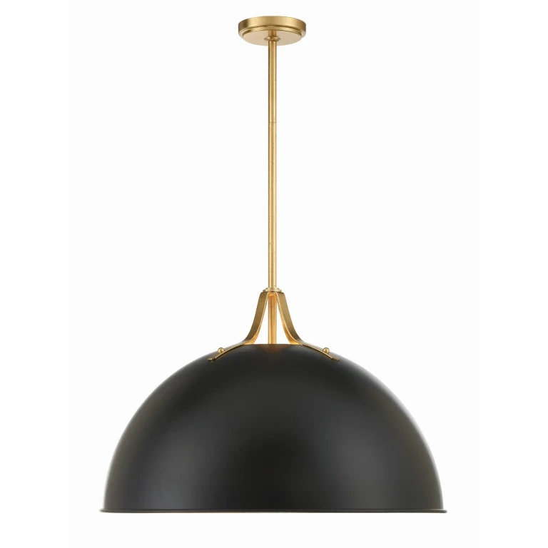 Soto 3-Light Pendant in Matte Black with Antique Gold