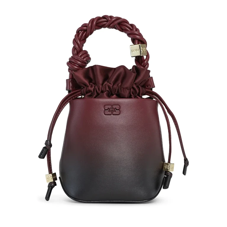 Ganni Bou Small Tawny Port Red Bucket Bag