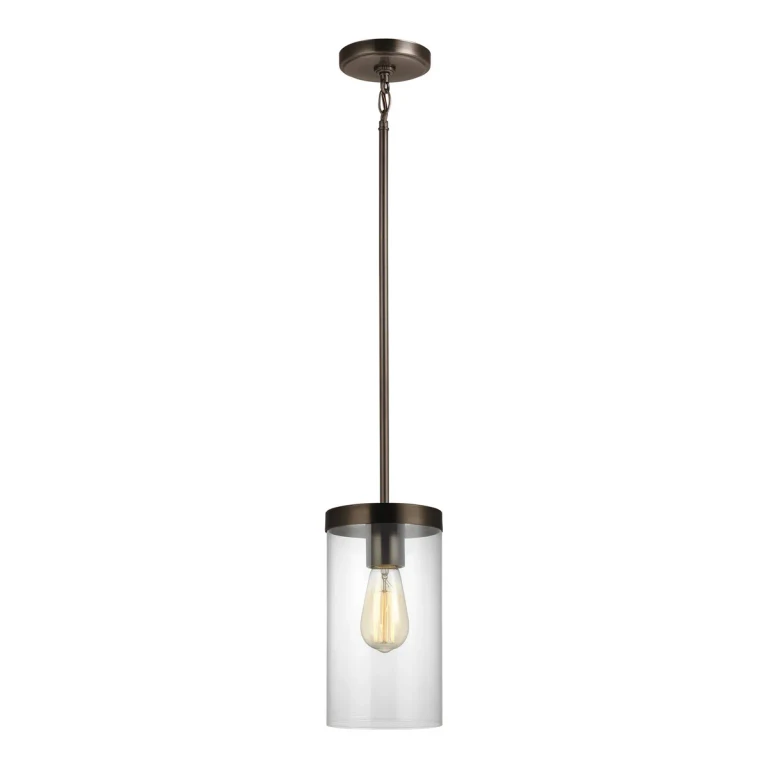 Brushed Oil Rubbed Bronze One Light Pendant from the Zire Collection