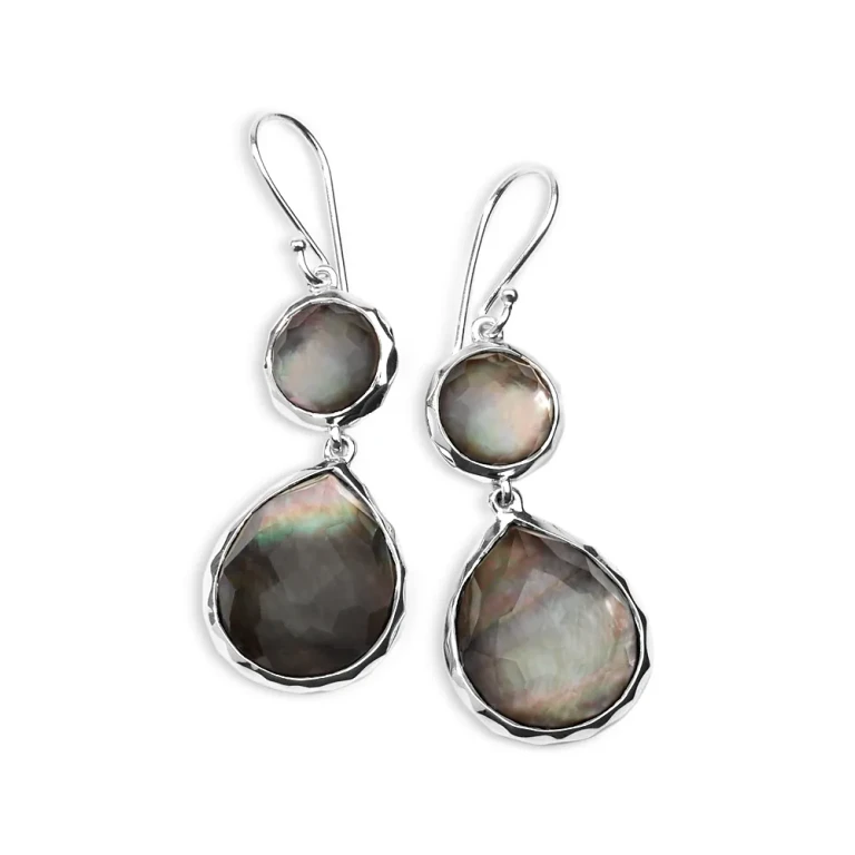 Ippolita Sterling Silver 925 Rock Candy Black Shell Doublet Double Drop Earrings