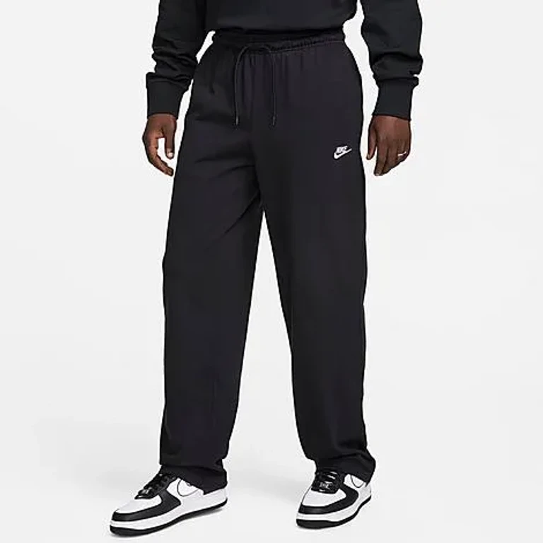 Nike Men's Sportswear Club Knit Open-Hem Pants in Black/White Size: XS